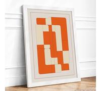 Burnt Orange Tessellation Geometric Framed Wall Art Print A3 White | Ready to Hang, Premium Gi Paper, Fade-Resistant Inks, Securely Packaged, UK Made