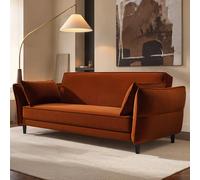 Burnt Orange Velvet 3 Seater Click Clack Sofa Bed Bobby