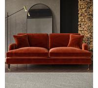 Burnt Orange Velvet 3 Seater Sofa - Payton