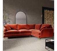 Burnt Orange Velvet 4 Seater Right Hand Corner Sofa - Payton
