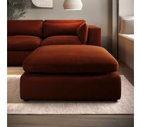 Burnt Orange Velvet Footstool - Hudson