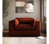 Burnt Orange Velvet Modern Love Seat - Hudson
