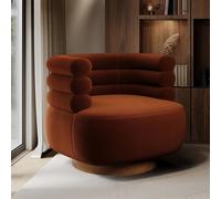 Burnt Orange Velvet Modern Swivel Accent Chair - Zora