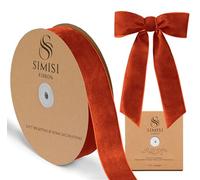Burnt Orange Velvet Ribbon 1.5'' 25 Yards for Christmas Tree, Gift Wrapping, Flower Bouquet, Wreath Decorations, Bow Making