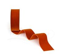 Burnt Orange Velvet Ribbon - 38mm Wide x 1 Metre Cut Length - Luxurious Single-Sided Soft Velvet Trim for Gift Wrapping, Wedding, Bows, Crafts, Christmas, Floral Arrangements & Decor