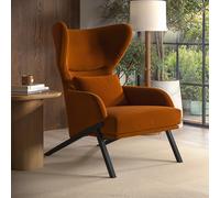 Burnt Orange Velvet Wingback Accent Chair - Clarence