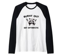 Burnt Out But Optimistic Funny Raccoon, Raglan Baseball Tee