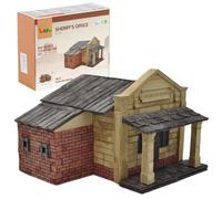 Buroku - 290 Piece Western Construction Kit | Realistic Sheriff's Office | Stone Bricks | Encourages STEM Learning and Motor Skills | For Kids & Adults | Includes Glue