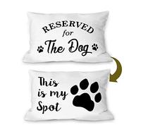Burosev Funny This is My Spot Dog Paw Soft Reversible Throw Pillow Cover, Reserved for The Dog Decorative Pillowcase, Dog Lover Farmhouse Decor Decorations for Home Bedroom Sofa Room (12 x 20 Inch)