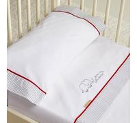 Burrito Blanco Flannel Sheet Set 510 | Flannel Sheets Cot 500 | Baby Sheets | Mini Cot 50 | Flannel | Elephant and Hippo Embroidery | White