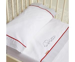Burrito Blanco Flannel Sheet Set 510 | Flannel Sheets Cot 500 | Baby Sheets | Mini Cot 50 | Flannel | Elephant and Hippo Embroidery | White