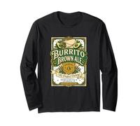 Burrito Brown Ale Mexican Food Retro Funny Beer Label Long Sleeve T-Shirt