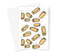 Burrito Print Greeting Card | Burritos Pattern Card, Mexican Food, Burrito Illustration, Breakfast Burrito Card, Veggie Burrito Card