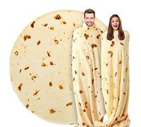 Burrito Tortilla Blanket Double Sided 71 inches for Adult and Kids, 280 GSM Cozy Flannel Fabric Novelty Giant Food Throw Blanket for Bed, Couch, Travel, Picnic and Beach