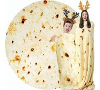 Burrito Tortilla Blanket White Elephant Gifts for Kids Stuff Useful Adults Teenagers Taco Throw Blankets Wrap Boy Girl Party Novelty Gag Pets Soft Fleece 61in