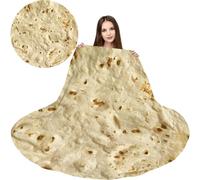 Burritos Tortilla Throw Blanket - Novelty Round Wrap for Adults and Kids - Giant Soft 90CM