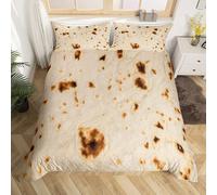 Burritos Tortillas Duvet Cover Giant Funny Realistic Food Bedding Set Taco Comforter Cover for Boys Girls Kids Food Theme Bedspread Cover Single Size With 1 Pillow Case Boys