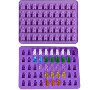 BURRSJ 2 Pack Mini Gummy Bear Silicone Moulds | 50 Cavities for Jelly Sweets, Chocolate, Candles & Wax Melts | Food Grade, Non-Stick, Flexible & Reusable | Dishwasher Safe Baking Moulds