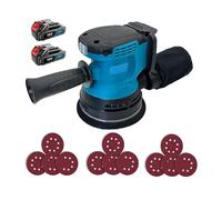 Burshless Orbital Sander for Makita 3000mAH*2 Battery Cordless Random Orbital Sander, 11000RPM 3 Variable Speeds, 12Pcs Sandpapers, Electric Sander with Dust Collection
