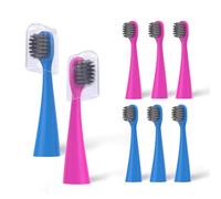 Burst Kids Toothbrush Replacement Heads Compatible with Burst Kids Electric Toothbrushes, Replacement Heads with Ultra Soft Bristles, Dust Caps, Perfectly Compatible (Blue+Pink), Pack of 8