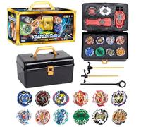 Burst Turbo Blade Spinning Top Set, 12 in 1 Battle Spinner Set, 4D Bey Metal Fusion Spinning Top S-Set with 3 Burst Launcher, Handle and Case, Bur-st Circle Battle S-Set for Children Birthday