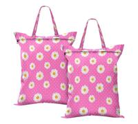 BURSTDDY 2 Pcs Travel Laundry Bag,Beautiful Flowers Dirty Clothes Organizer Waterproof Wet Dry Laundry Bags with Handle for Beach,Camping,Swimming,Gym