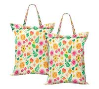 BURSTDDY 2 Pcs Travel Laundry Bag,Beautiful Flowers Dirty Clothes Organizer Waterproof Wet Dry Laundry Bags with Handle for Beach,Camping,Swimming,Gym