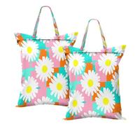 BURSTDDY 2 Pcs Travel Laundry Bag,Beautiful Flowers Dirty Clothes Organizer Waterproof Wet Dry Laundry Bags with Handle for Beach,Camping,Swimming,Gym
