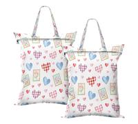 BURSTDDY 2 Pcs Travel Laundry Bag,Love Flower Dirty Clothes Organizer Waterproof Wet Dry Laundry Bags with Handle for Beach,Camping,Swimming,Gym
