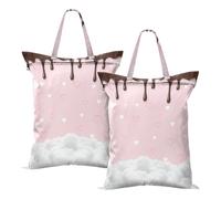 BURSTDDY 2 Pcs Travel Laundry Bag,Love Ice Cream Dirty Clothes Organizer Waterproof Wet Dry Laundry Bags with Handle for Beach,Camping,Swimming,Gym