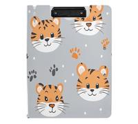 BURSTDDY A4 Clipboard Folder,Cartoon Tiger Foldable Clipboard with Horizontal and Vertical Double Metal Clips 360 Degree Foldable Binder Clipboards for Office, School, Home Organization