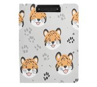 BURSTDDY A4 Clipboard Folder,Cartoon Tiger Foldable Clipboard with Horizontal and Vertical Double Metal Clips 360 Degree Foldable Binder Clipboards for Office, School, Home Organization