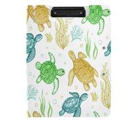 BURSTDDY A4 Clipboard Folder,Cartoon Turtle Foldable Clipboard with Horizontal and Vertical Double Metal Clips 360 Degree Foldable Binder Clipboards for Office, School, Home Organization