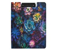 BURSTDDY A4 Clipboard Folder,Colorful Succulents Foldable Clipboard with Horizontal and Vertical Double Metal Clips 360 Degree Foldable Binder Clipboards for Office, School, Home Organization