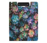 BURSTDDY A4 Clipboard Folder,Colorful Succulents Foldable Clipboard with Horizontal and Vertical Double Metal Clips 360 Degree Foldable Binder Clipboards for Office, School, Home Organization