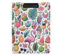 BURSTDDY A4 Clipboard Folder,Fruits Flamingo Foldable Clipboard with Horizontal and Vertical Double Metal Clips 360 Degree Foldable Binder Clipboards for Office, School, Home Organization