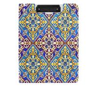 BURSTDDY A4 Clipboard Folder,Mandala Flowers Foldable Clipboard with Horizontal and Vertical Double Metal Clips 360 Degree Foldable Binder Clipboards for Office, School, Home Organization