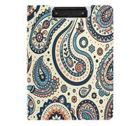 BURSTDDY A4 Clipboard Folder,Paisley Patterns Foldable Clipboard with Horizontal and Vertical Double Metal Clips 360 Degree Foldable Binder Clipboards for Office, School, Home Organization