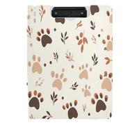 BURSTDDY A4 Clipboard Folder,Paws and Leaves Foldable Clipboard with Horizontal and Vertical Double Metal Clips 360 Degree Foldable Binder Clipboards for Office, School, Home Organization
