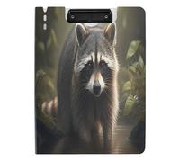 BURSTDDY A4 Clipboard Folder,Raccoon Foldable Clipboard with Horizontal and Vertical Double Metal Clips 360 Degree Foldable Binder Clipboards for Office, School, Home Organization