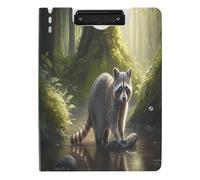 BURSTDDY A4 Clipboard Folder,Raccoon Foldable Clipboard with Horizontal and Vertical Double Metal Clips 360 Degree Foldable Binder Clipboards for Office, School, Home Organization