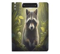 BURSTDDY A4 Clipboard Folder,Raccoon Foldable Clipboard with Horizontal and Vertical Double Metal Clips 360 Degree Foldable Binder Clipboards for Office, School, Home Organization