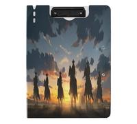BURSTDDY A4 Clipboard Folder,Sunset Cowboys Foldable Clipboard with Horizontal and Vertical Double Metal Clips 360 Degree Foldable Binder Clipboards for Office, School, Home Organization