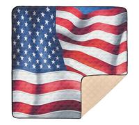 BURSTDDY American Flag Baby Play Mats for Floor,50x50in Playpen Mat Non-Slip & Machine Washable Activity Playmat for Babies, Toddlers & Infants