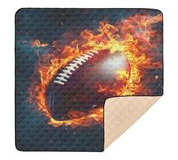 BURSTDDY American Football Ball Baby Play Mats for Floor,50x50in Playpen Mat Non-Slip & Machine Washable Activity Playmat for Babies, Toddlers & Infants
