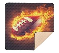 BURSTDDY American Football Ball Baby Play Mats for Floor,50x50in Playpen Mat Non-Slip & Machine Washable Activity Playmat for Babies, Toddlers & Infants