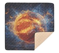 BURSTDDY Basketball Water Fire Baby Play Mats for Floor,50x50in Playpen Mat Non-Slip & Machine Washable Activity Playmat for Babies, Toddlers & Infants