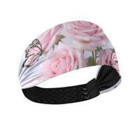BURSTDDY Beautiful Flowers Headband for Women Wide Non Slip Hair Band | Elastic Sweatband for Yoga,Running,Sports,Washing Face