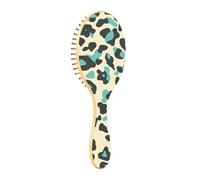 BURSTDDY Blue Leopard Print Wooden Hair Brush,Massage Scalp Hairbrush for Women Men and Kids, for All Hair Types