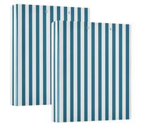 BURSTDDY Blue White Stripes 3 Ring Binder Round Rings 1 Pack,Holds 200 Sheets Ring Binders for School Supplies, Office or Home